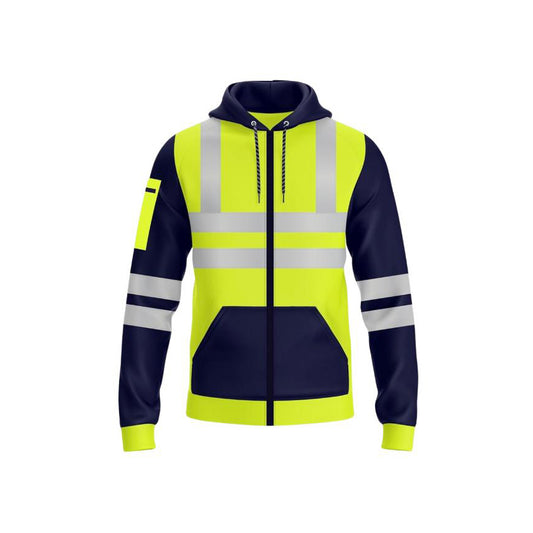 High Visibility Reflective Zip Hoodie Menswear Fleece