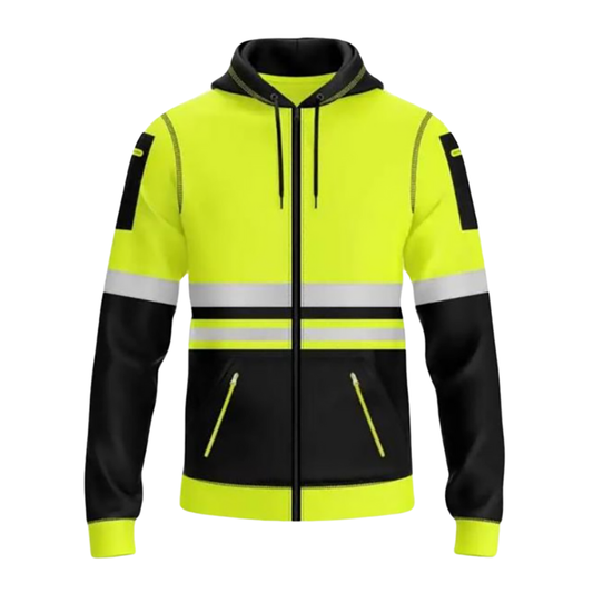 High Visibility Reflective Zip Hoodie Front Zipped Pockets