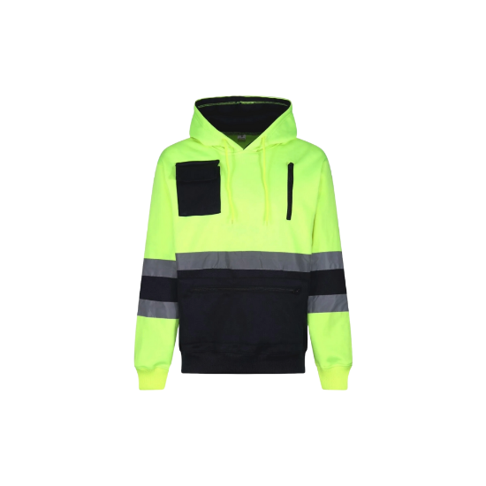 Picture of High Visibility Reflective Pullover Zipped Pocket Hoodie Kangaroo Menswear