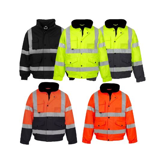 Picture of High Visibility Reflective  Bomber Jacket Coat, Water Resistant, Weatherproof Coverage, Menswear