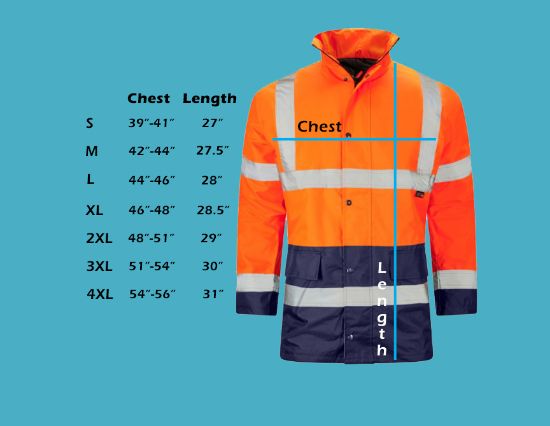 Picture of High Visibility Reflective Parka Jacket Coat, Water Resistant, Weatherproof Coverage, Menswear