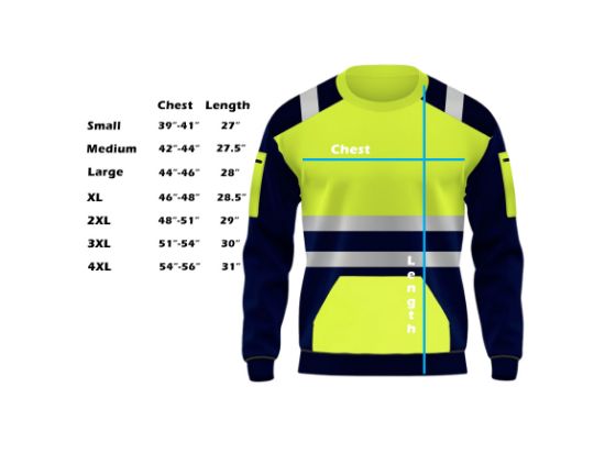 Picture of High Visibility Reflective Sweatshirt Menswear Round Neck SportsWear Fleece Jumper