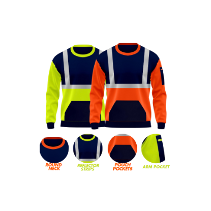 Picture of High Visibility Reflective Round Neck Sweatshirt Jumper Pullover Bright Menswear