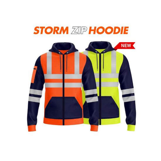 Picture of High Visibility Reflective Zip Hoodie Menswear Fleece Storm Range Multi-functional