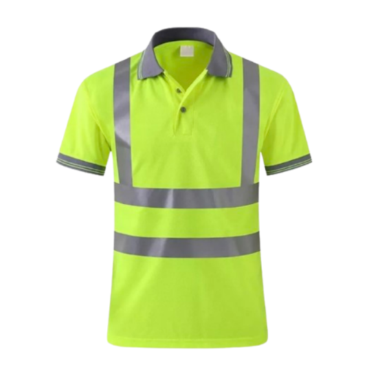 Picture of High Visibility Reflective Polo Shirt - Short Sleeve - Men's Wear - Top - Casual - Striped
