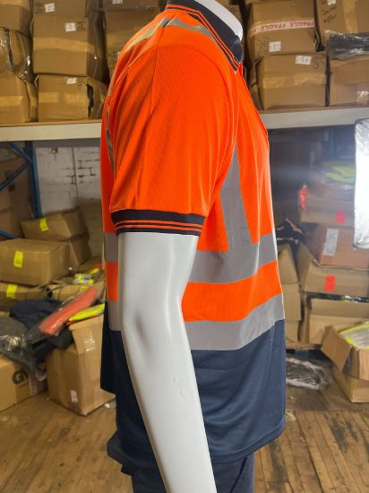 Picture of High Visibility Reflective Polo Shirt - Short Sleeve - Men's Wear - Top - Casual - Striped