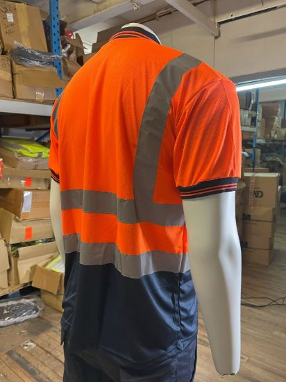 Picture of High Visibility Reflective Polo Shirt - Short Sleeve - Men's Wear - Top - Casual - Striped