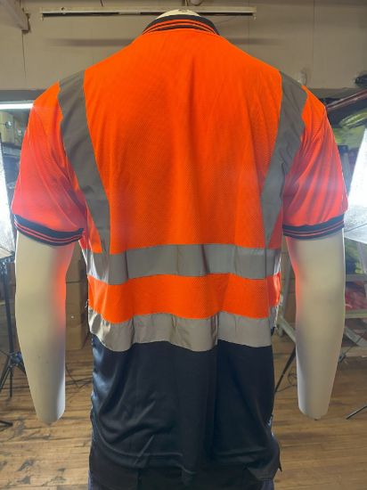 Picture of High Visibility Reflective Polo Shirt - Short Sleeve - Men's Wear - Top - Casual - Striped