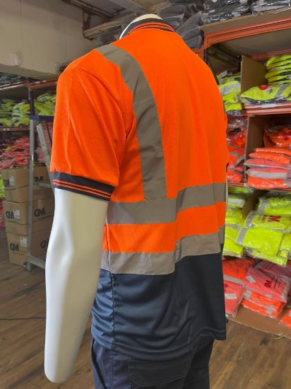 Picture of High Visibility Reflective Polo Shirt - Short Sleeve - Men's Wear - Top - Casual - Striped