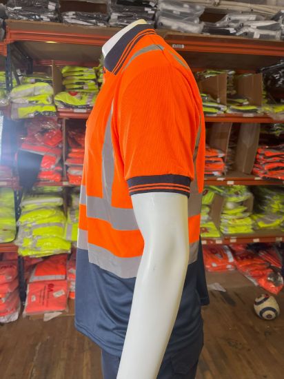 Picture of High Visibility Reflective Polo Shirt - Short Sleeve - Men's Wear - Top - Casual - Striped