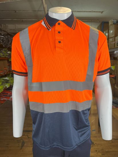 Picture of High Visibility Reflective Polo Shirt - Short Sleeve - Men's Wear - Top - Casual - Striped